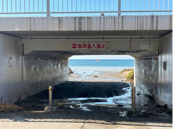 道路下をくぐって海へ出られます
