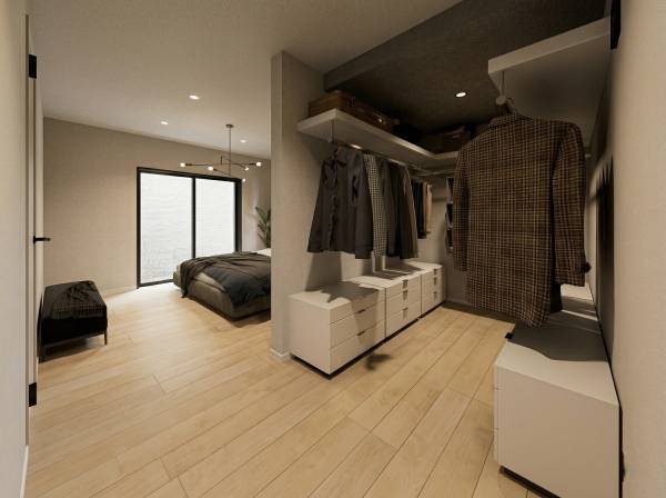 ウオークインクローゼットも広々としております※イメージパースになります