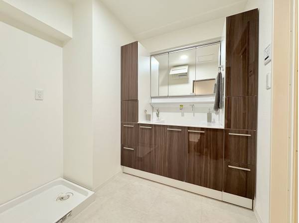 収納性のある広々とした洗面台