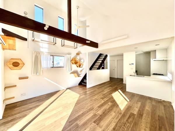 天井高で吹き抜け大空間のリビング