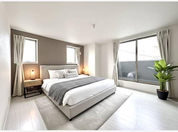 主寝室はゆとりの広さ。家具等はCGで作成したイメージです。