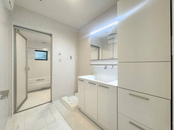 サニタリールームにはたっぷり収納を完備