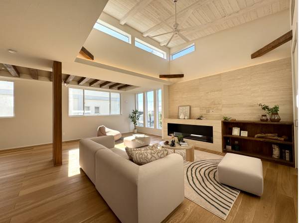 この広さが、家族の心にゆとりをもたらす。会話が生まれる大空間リビング。