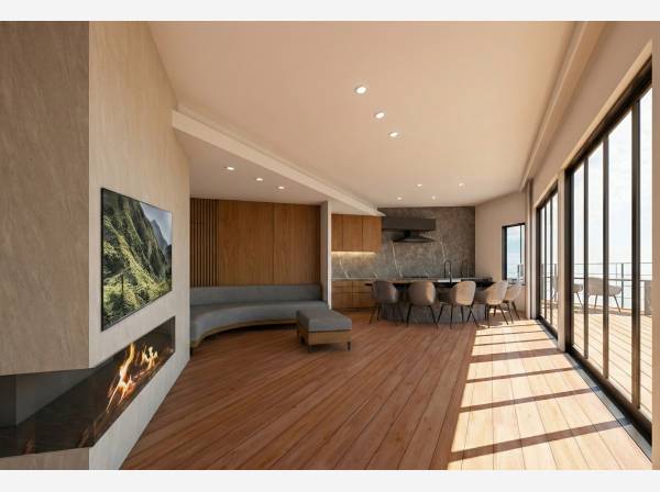 船を思わせるキッチンとR形状の家具（イメージ）