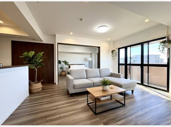 ゆったり開放的なリビングです。家具等はCGで作成したイメージです。