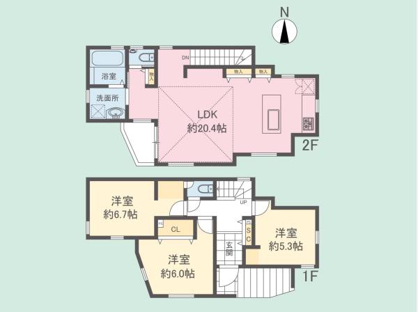 間取りは3LDK。吹抜天井のリビングが開放的な室内空間を演出します！