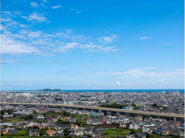 海と江ノ島を遠望