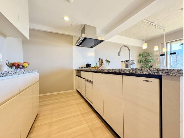 白を基調とした美しいシステムキッチン