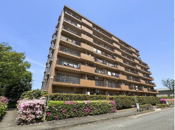 綺麗に剪定された植栽に守られるように佇む『茅ヶ崎グランドハイツ』