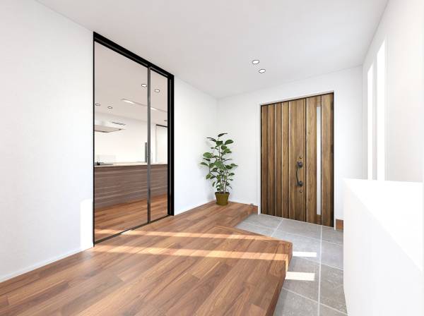 ゆとりある玄関スペース。イメージパースです。