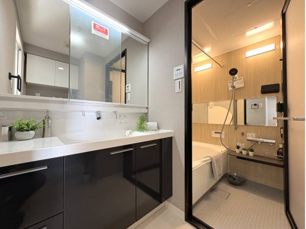 すっきりとした広さのパウダールーム

