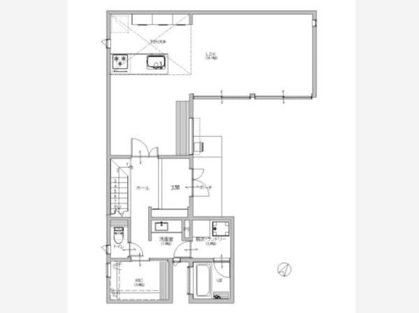 1階間取り図、ゆとりの敷地をいっぱいに活かしたゆとりの空間
