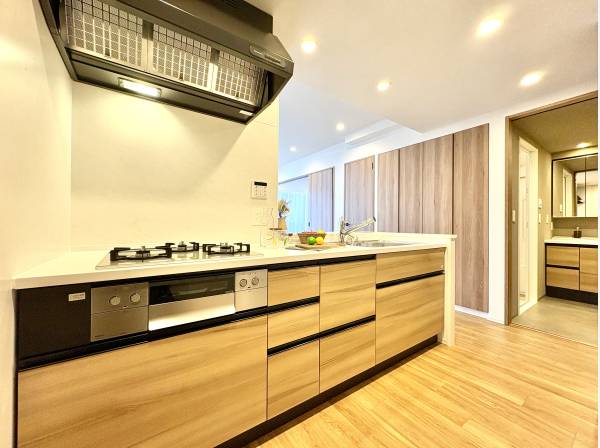 対面式システムキッチンは食洗機と浄水器つき