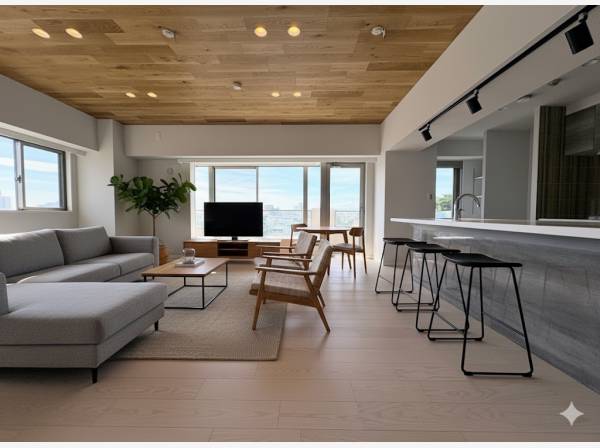 開放感あふれる約28.9帖の広々としたLDK(家具はイメージです)