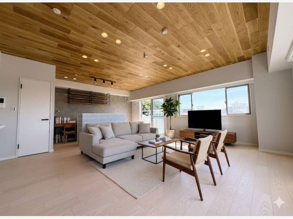 家族が自然と集まる、のびのびとした空間()家具はイメージです)