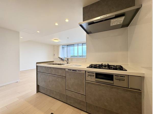 対面式システムキッチンは食洗機と浄水器付き