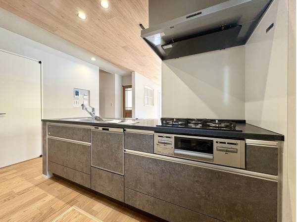 対面式システムキッチンは食洗機と浄水器付き