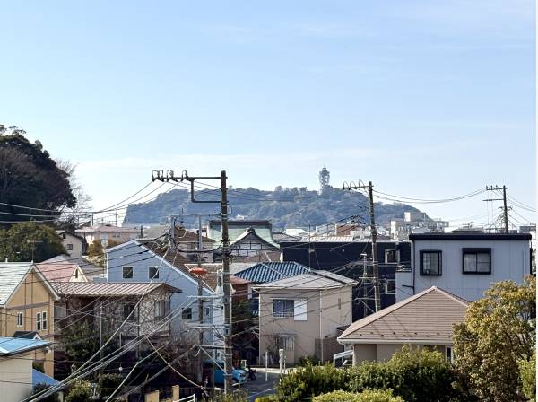 江ノ島を眺めます。開放的な眺望が魅力的です。