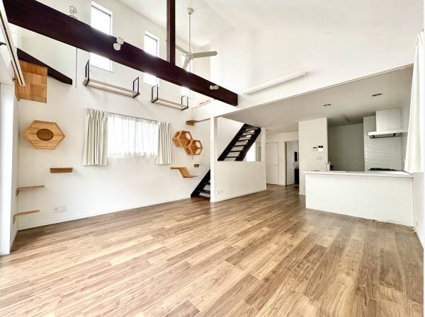 天井高で吹き抜け大空間のリビング