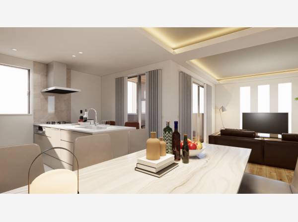 LDKの横にはインナーバルコニーも設置！＊完成イメージパース。