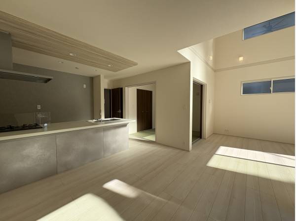 燦々と陽が差し込む南向きのリビング